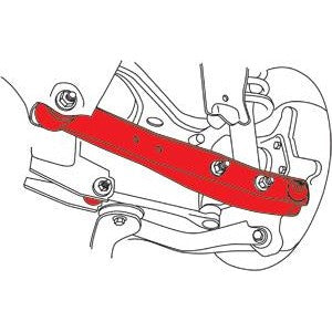 SPC Performance 67660 stamped steel rear lower camber control arm with xAxis sealed joint and offset toe bushing.