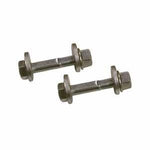 SPC Performance 72265 Rear Camber and Toe Cam Bolt Kit featuring two eccentric bolts, washers, and nuts.