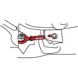 Red polished aluminum SPC Pro Series rear toe adjusters for 1988-2001 Honda and Acura models.