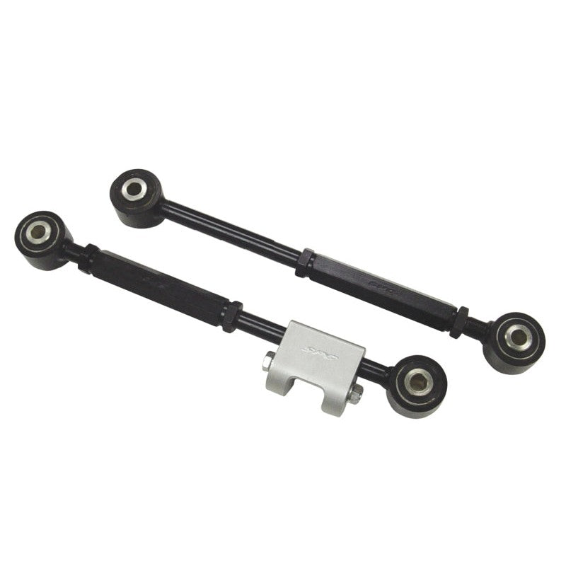A pair of SPC Performance EZ Arm XR rear adjustable lower control arms with pre-installed bushings and threaded adjusters.