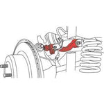 SPC Performance 72450 adjustable aluminum rear upper control arm with OE-style bushings and ABS bracket.