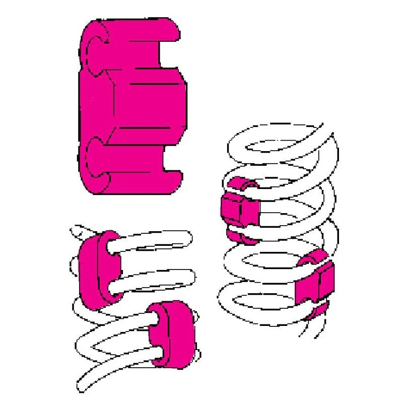 Set of four SPC Performance 24640 coil spring stabilizers with 5/8 inch height dimension.