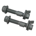 A pair of SPC Performance EZ Cam XR 14mm camber adjustment bolts featuring offset cams and specialized toothed washers.