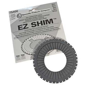 Grey SPC Performance EZ Shim 75400 dual angle camber and toe adjustment shim for front wheel drive vehicles.