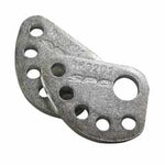 A pair of SPC Performance steel lockout cam plates for GM truck and SUV front-end alignment.