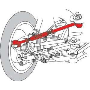 SPC Performance 72255 steel adjustable rear toe link with turnbuckle and high durometer bonded rubber bushings.