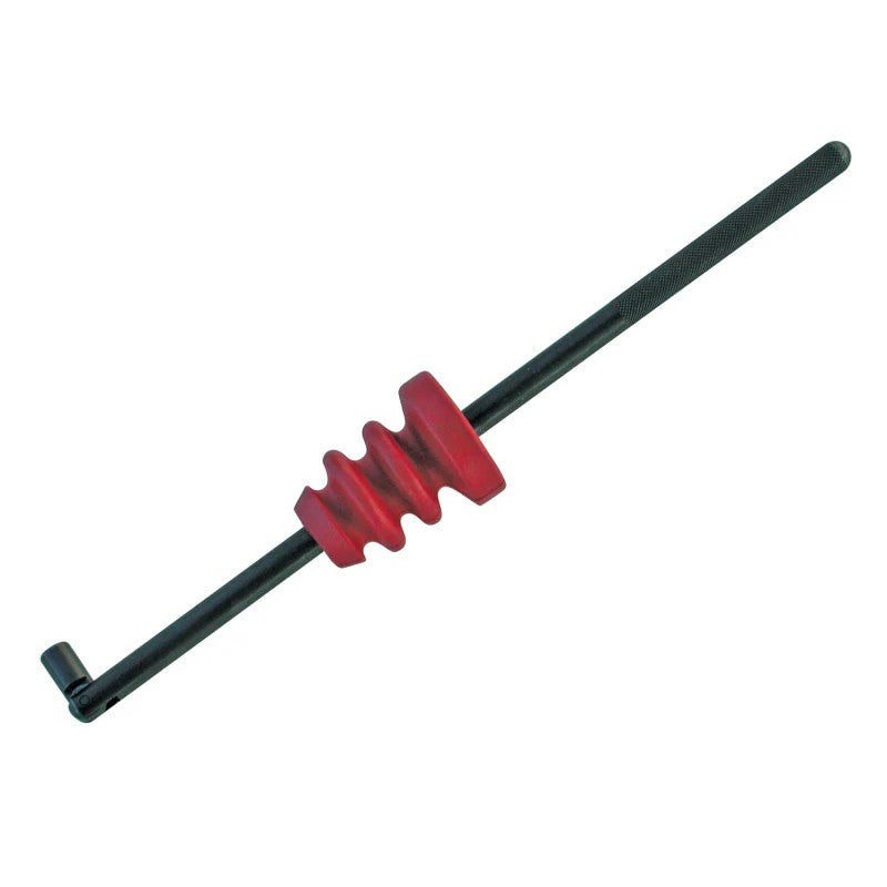 SPC Performance 40270 valve stem puller tool featuring a pivoting threaded head and a black rubber rim protection block.