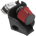 Spectre air intake system featuring polished aluminum tubing, red filter, and black heat shield for 2006-2011 Honda Civic.