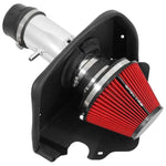 Spectre 9068 air intake kit with polished aluminum tubing, red cone filter, and black powder-coated steel heat shield.