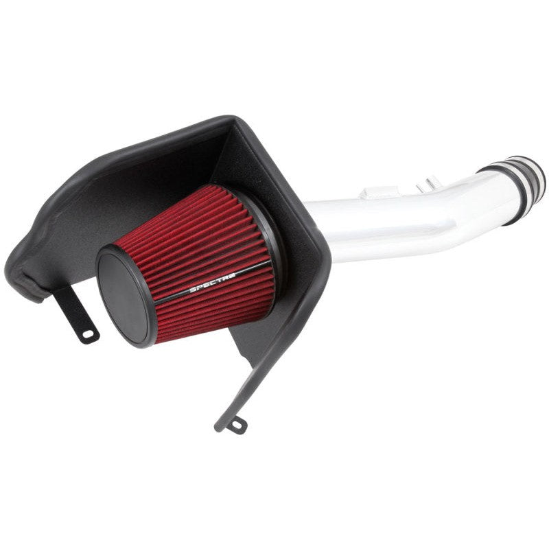 Spectre polished aluminum air intake system with red cone filter and black heat shield for Toyota 4.0L V6 engines.