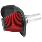 Spectre 9044 air intake kit featuring a polished aluminum tube, red conical filter, and black powder-coated heat shield.