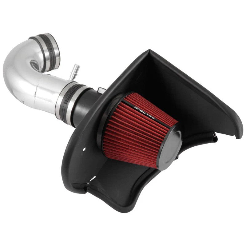 Spectre 9061 air intake kit featuring polished aluminum tubing, red filter, and black heat shield for Camaro SS V8.