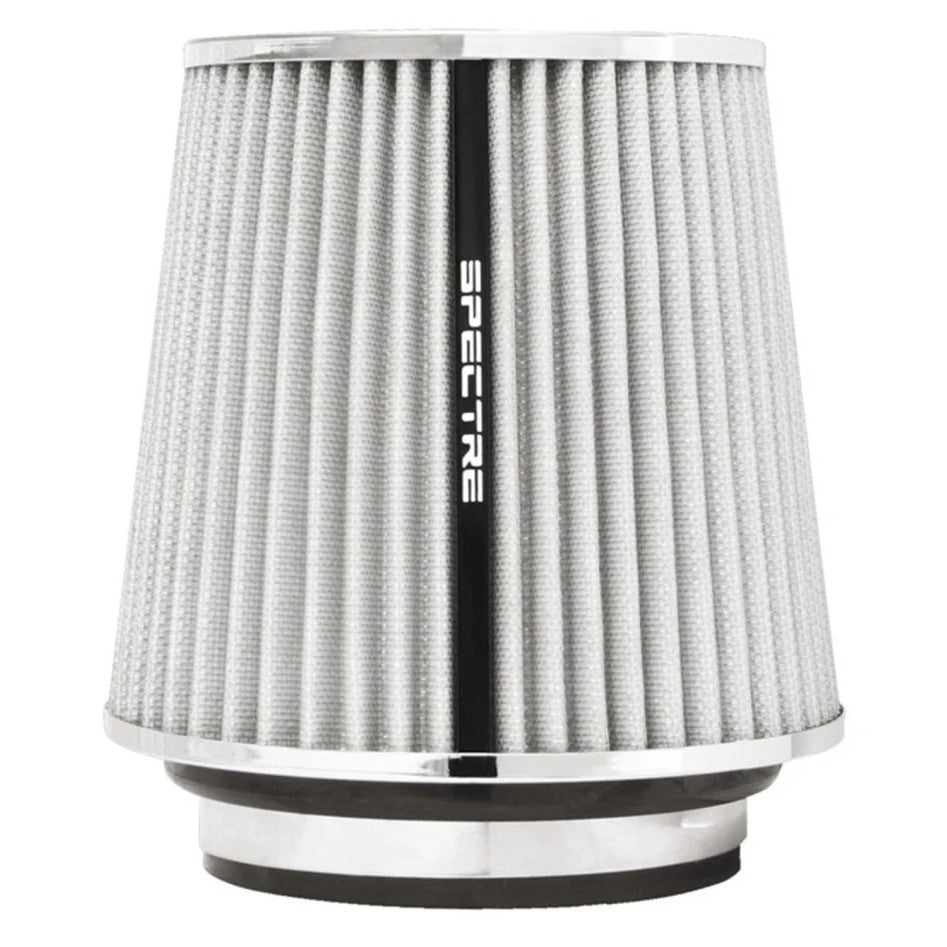 White Spectre HPR conical air filter featuring 5.5-inch height and internal inverted cone top design.
