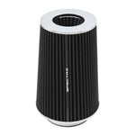 Spectre 9731 HPR black conical air filter with triple chrome plated steel top and base including adapter rings.