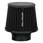 Spectre black conical air filter with 3-inch flange, 6-inch base, and steel mesh reinforced synthetic media