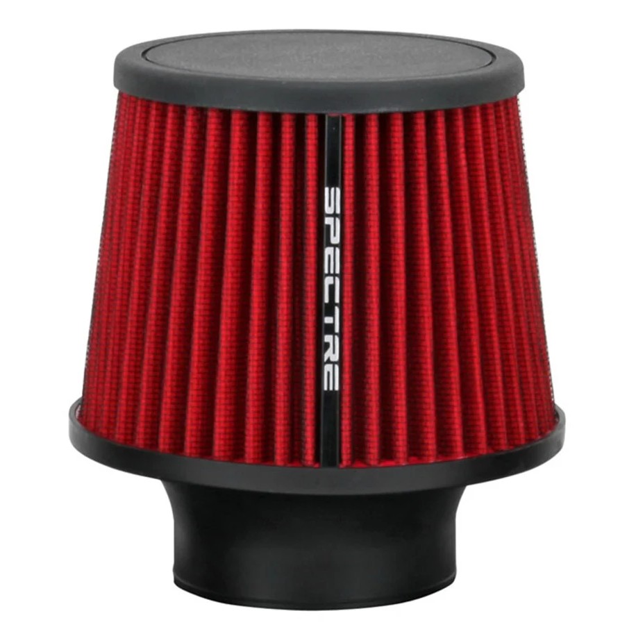 Spectre 9132 red HPR round tapered conical air filter with a 3-inch mounting flange