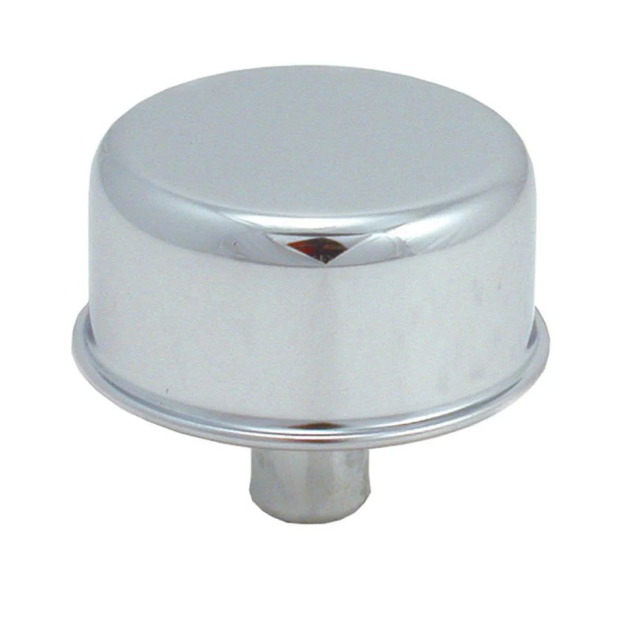 Triple chrome-plated steel push-in valve cover oil breather cap with 3/4 inch mounting neck