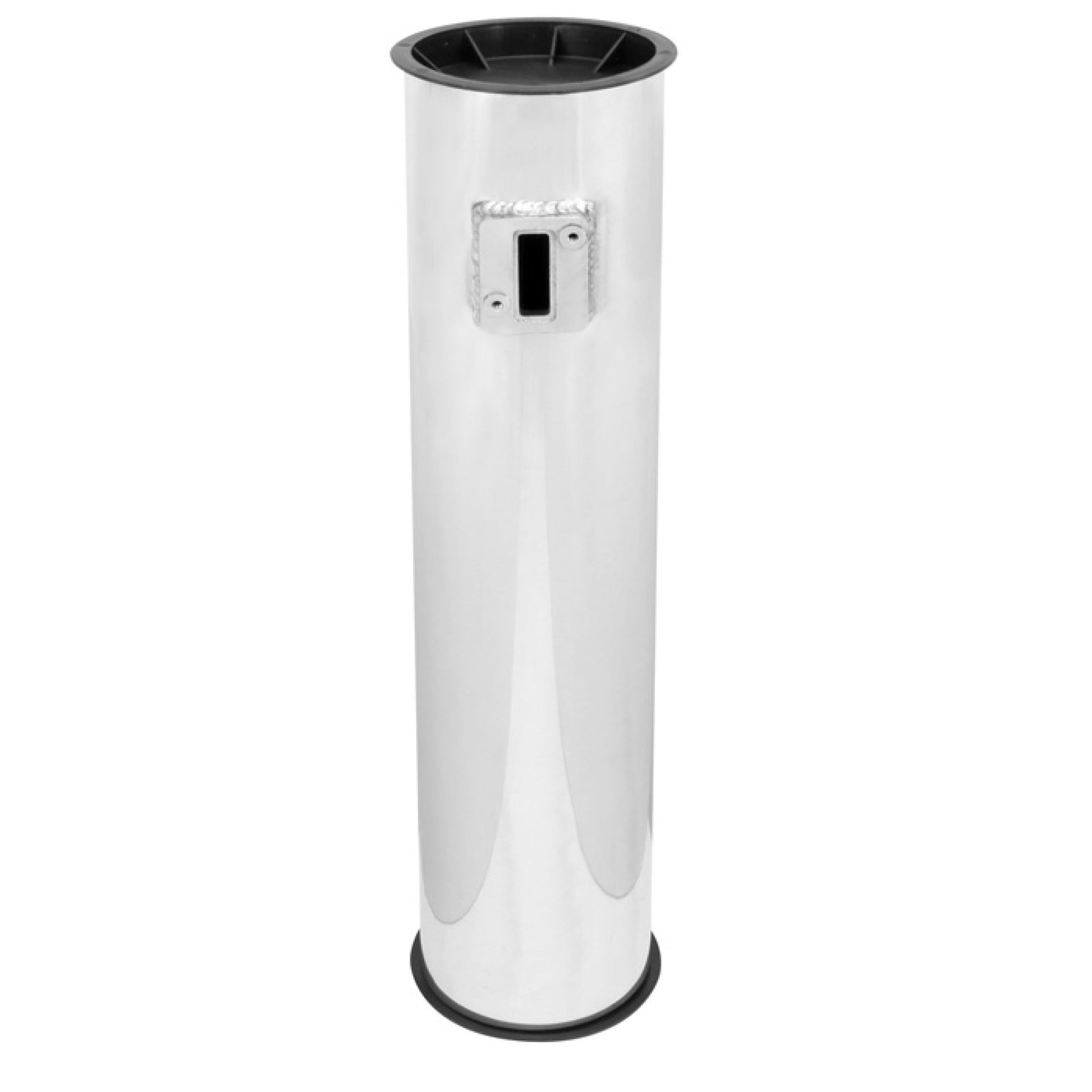18-inch long polished aluminum 4-inch OD intake tube with a welded-on mount for a blade-style mass air flow sensor.