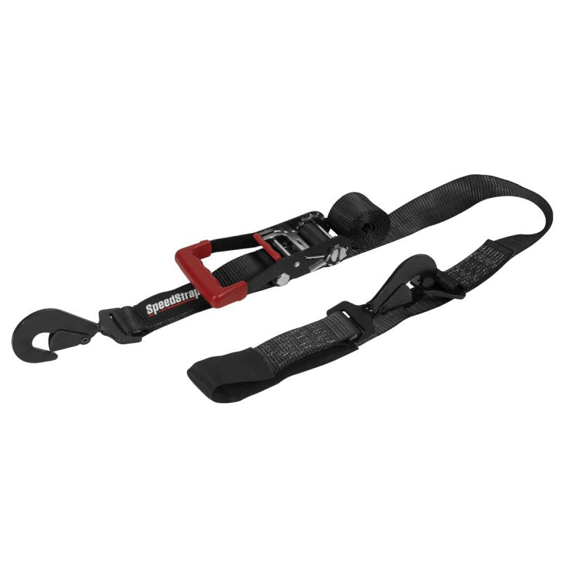 SpeedStrap 2-Inch x 10-Foot Ratchet Tie Down with Twisted Snap Hooks and Axle Strap Combo - Black