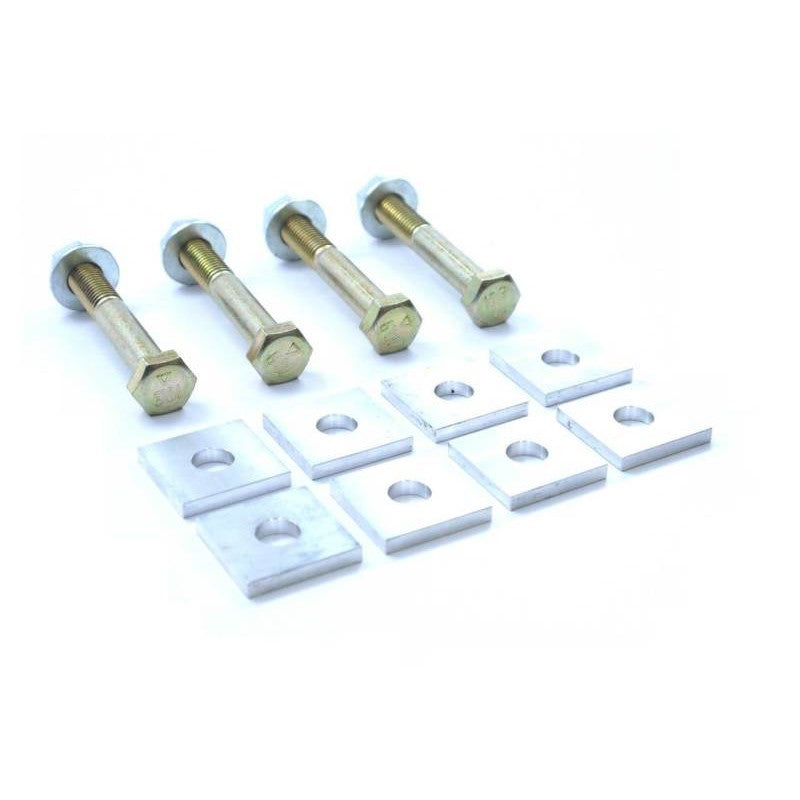 SPL Parts CNC machined T6061 aluminum eccentric lockout plates and CAD plated grade 10.9 hardware.