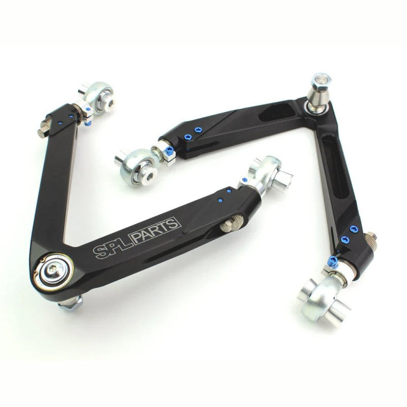 SPL Front Upper Control Arms with dual hex adjusters and spherical bearings for Nissan 350Z and Infiniti G35/G37.
