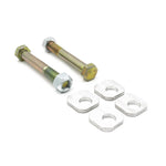 CNC machined 6061-T6 aluminum camber eccentric lockout plates with CAD plated hardware for BMW E8X and E9X chassis.