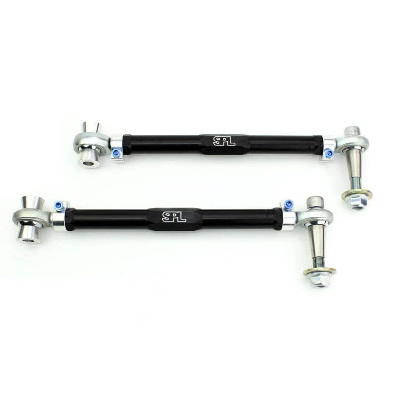 Pair of SPL Parts titanium rear upper trailing arms for Mazda MX-5 NC with spherical rod ends and mounting hardware.