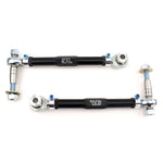 SPL Parts black anodized aluminum rear upper lateral links with blue titanium hardware and spherical rod ends.