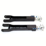 SPL Parts billet aluminum rear camber links with blue titanium hardware for Nissan GT-R R35.
