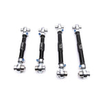 SPL Parts gun-drilled 2024 aluminum rear upper control arms with blue titanium hardware for BMW F2X and F3X chassis.