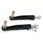 SPL Parts front lower control arms with blue 4130 chromoly double adjusters for BMW M2, M3, and M4 F8X chassis.