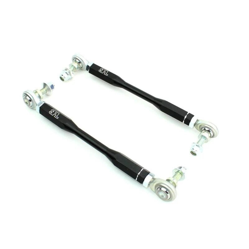 SPL Parts black anodized 6061-T6 aluminum adjustable front sway bar endlinks with FK bearings for BMW F8X M2/M3/M4