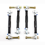 SPL Parts black anodized aluminum rear upper control arms for BMW F8X M2 M3 M4 with blue titanium hardware and FK rod ends.