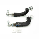 SPL Parts billet aluminum rear upper camber arms with blue titanium hardware for 2015-2023 Ford Mustang S550.