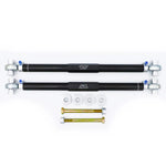SPL Parts black anodized gun-drilled aluminum rear toe links and billet eccentric lockout plates for Gen 6 Camaro