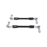 Black anodized 6061-T6 aluminum adjustable front sway bar endlinks with FK spherical bearings and chromoly studs.