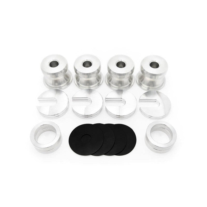 CNC machined silver billet 6061-T6 aluminum solid subframe bushings and adjustment shims for Nissan 300ZX