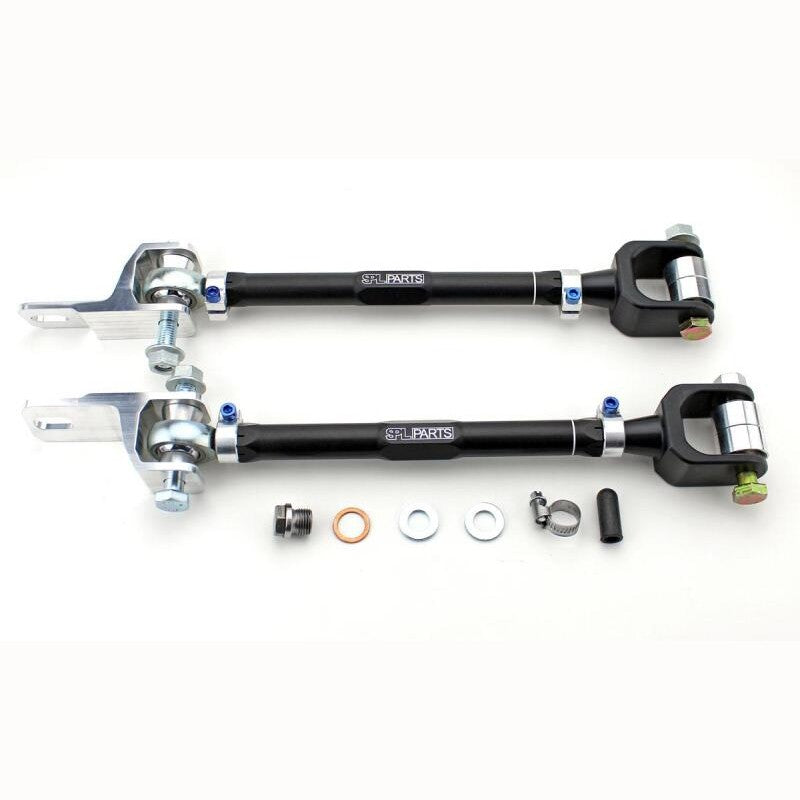SPL Parts Titanium Series HICAS Eliminator Kit featuring blue titanium hardware and 2024 aluminum rear toe rods.
