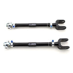 SPL Parts gun-drilled aluminum rear toe arms with blue titanium hardware for Nissan 240SX and 300ZX.