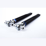 Billet aluminum front tension rods for 1995-1998 Nissan 240SX with blue titanium hardware and spherical bearings.
