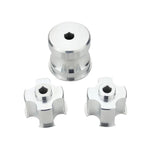 Set of CNC-machined 6061-T6 billet aluminum solid differential mount bushings for BMW G-series and Toyota Supra.