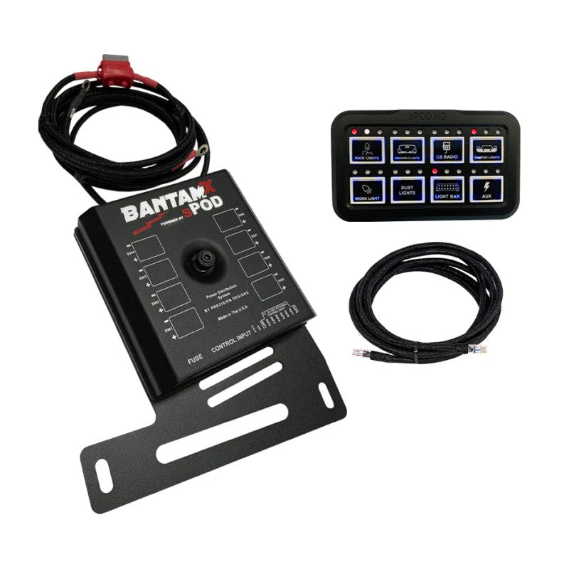 sPOD BantamX HD 8-circuit accessory control module and switch panel for 2007-2018 Jeep Wrangler JK