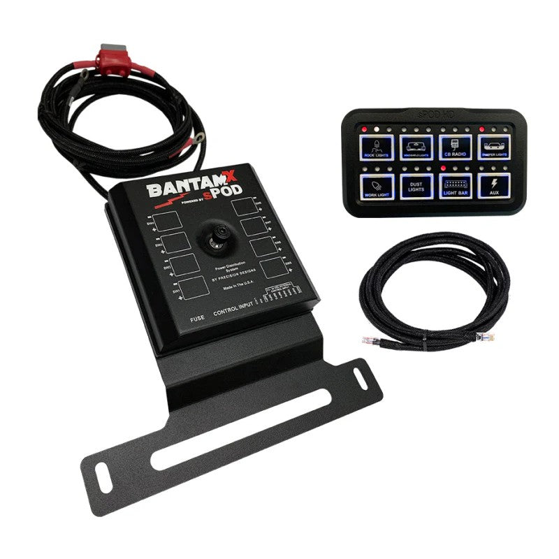 sPOD BantamX HD 8-circuit control module and HD switch panel for Jeep Wrangler JL and Gladiator JT