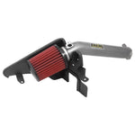 AEM 21-791C gunmetal gray mandrel-bent aluminum air intake with a red Dryflow filter and black heat shield.