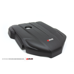 Glossy 2x2 weave carbon fiber engine cover with AMS Performance branding for 2020-2021 Toyota GR Supra B58.