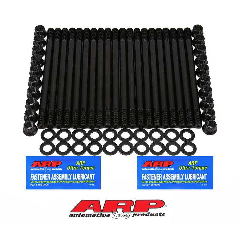 ARP 250-4202 head stud kit including black oxide finished studs, 12-point nuts, and washers for Ford 6.0L diesel.