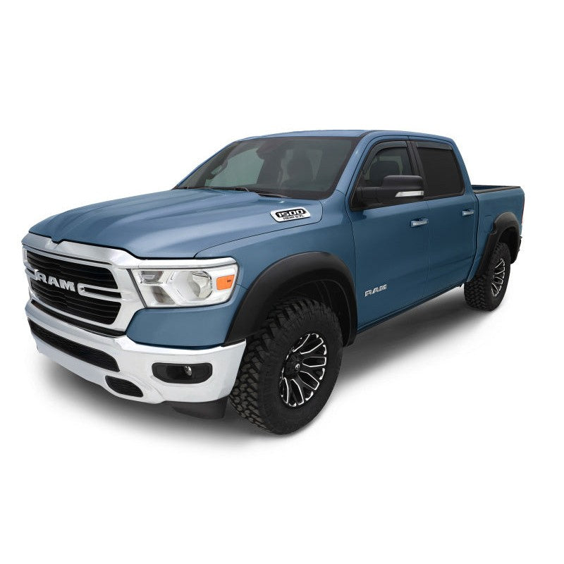 AVS 4-piece dark smoke in-channel window deflectors for 2019-2025 Ram 1500 Crew Cab trucks.