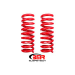 Red BMR Suspension SP112R performance rear lowering springs for 2008-2020 Dodge Challenger.