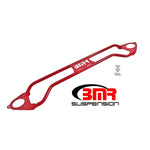 Red powder-coated BMR twin tube front strut tower brace for 2016-2020 Chevrolet Camaro