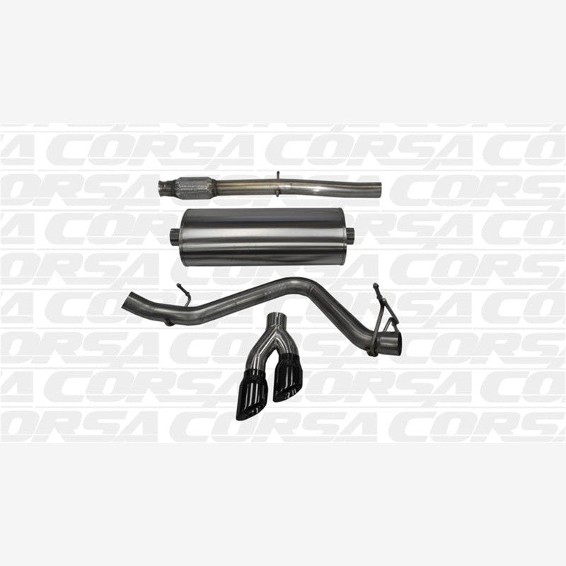 Corsa Sport single side exit cat-back exhaust system with dual-walled black stainless steel tips for 5.3L V8 trucks